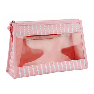 명백한 투명한 지퍼 PVC 폴리에스테르 메이크업 화장품 가방